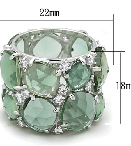 LOS764 - Rhodium 925 Sterling Silver Ring with Synthetic Synthetic