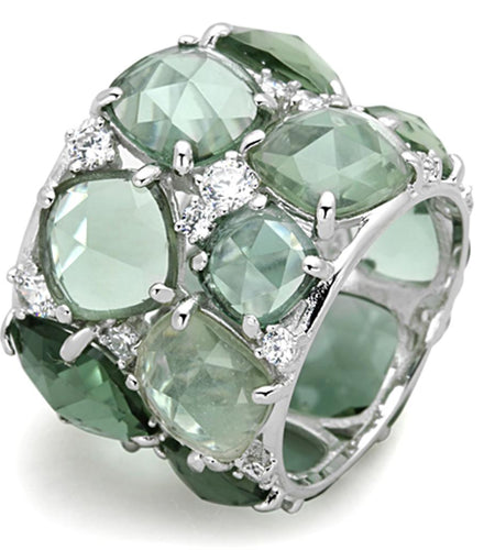 LOS764 - Rhodium 925 Sterling Silver Ring with Synthetic Synthetic